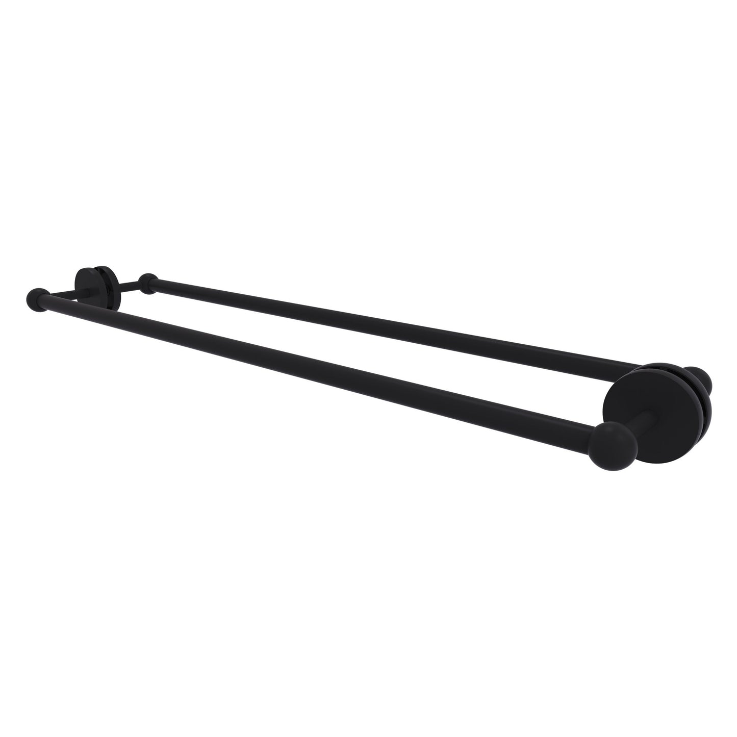 Allied Brass Prestige Skyline 32.7" x 7.2" Matte Black Solid Brass Back-to-Back Shower Door and Towel Bar