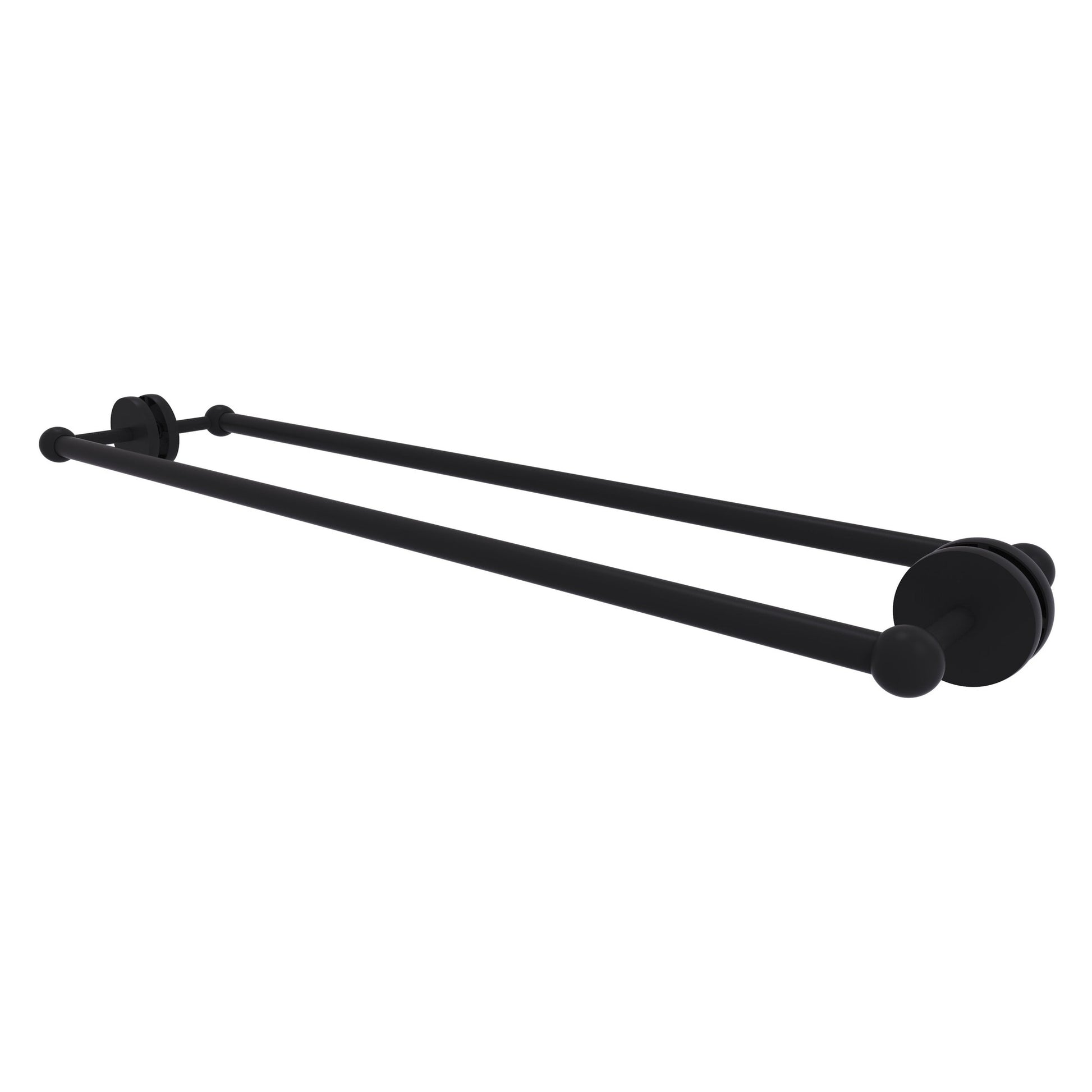 Allied Brass Prestige Skyline 32.7" x 7.2" Matte Black Solid Brass Back-to-Back Shower Door and Towel Bar