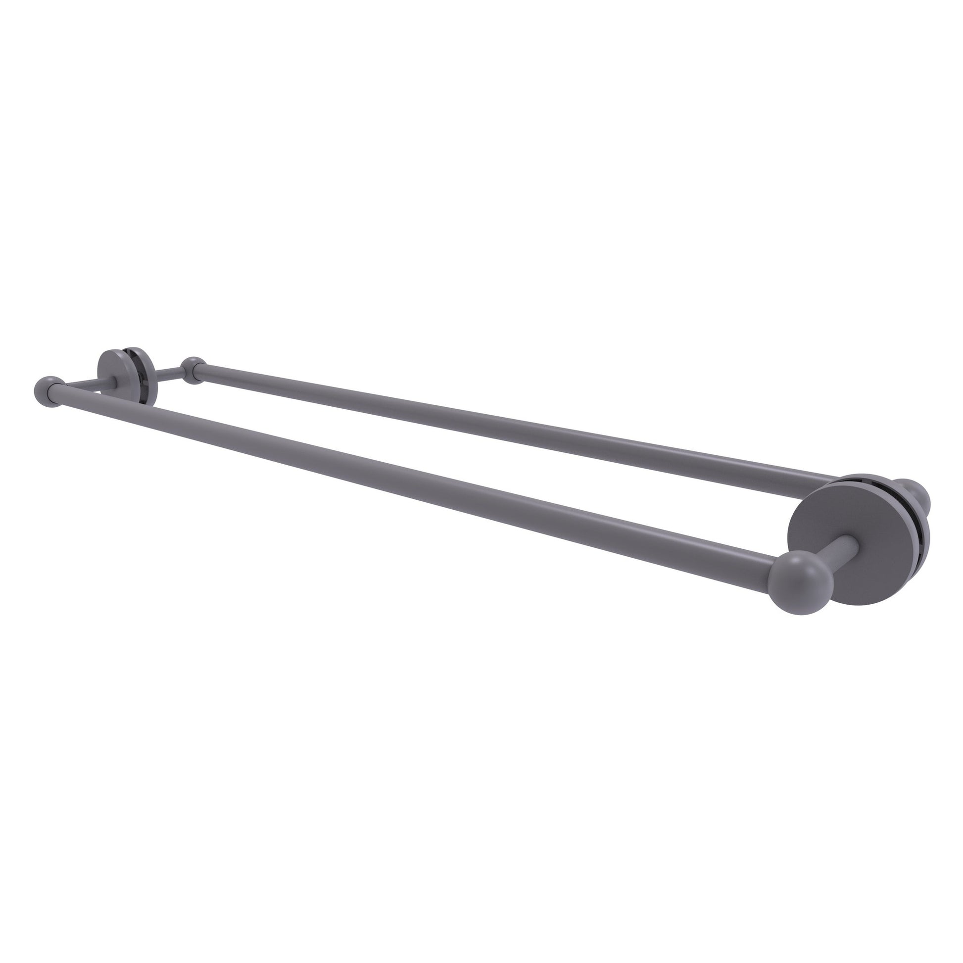 Allied Brass Prestige Skyline 32.7" x 7.2" Matte Gray Solid Brass Back-to-Back Shower Door and Towel Bar