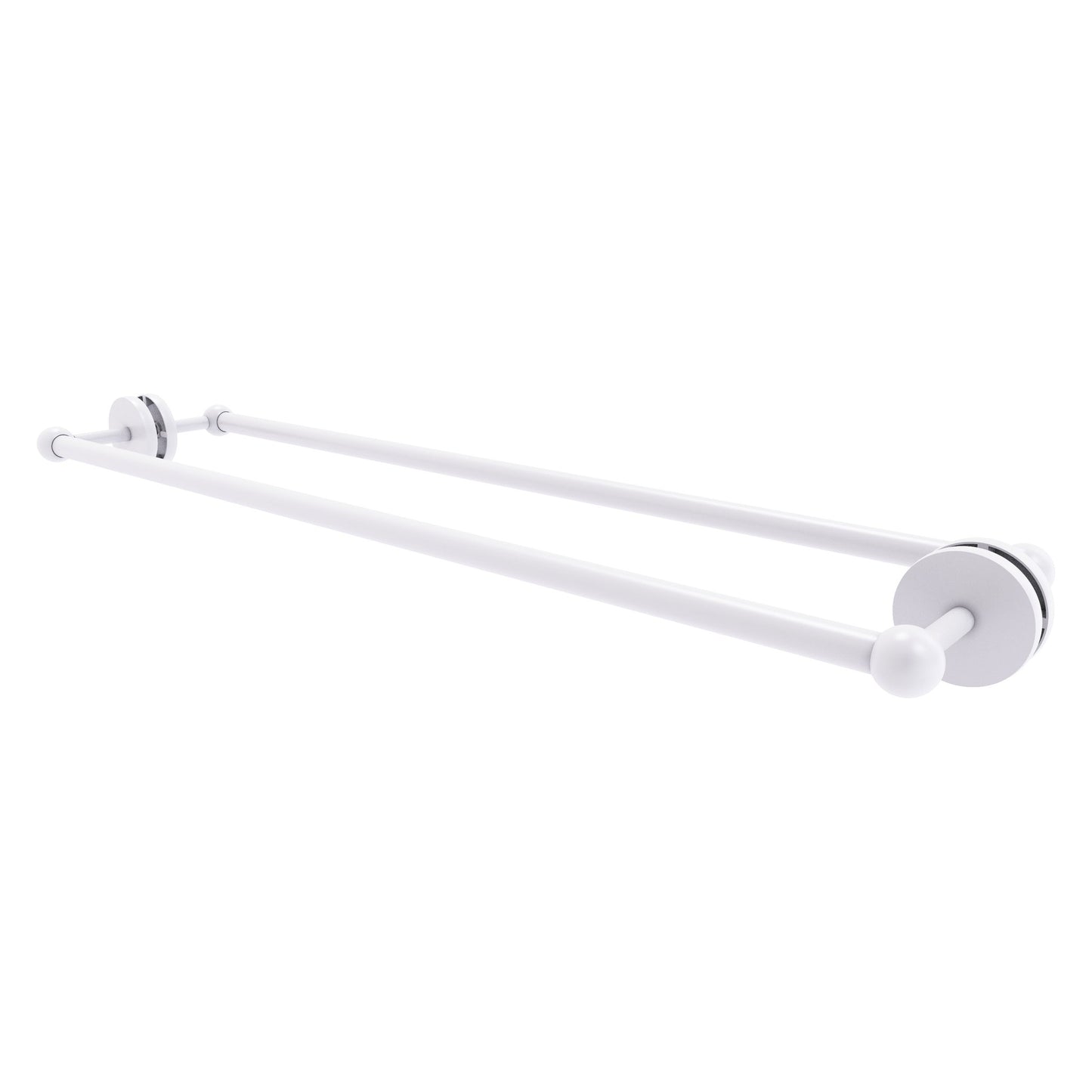 Allied Brass Prestige Skyline 32.7" x 7.2" Matte White Solid Brass Back-to-Back Shower Door and Towel Bar