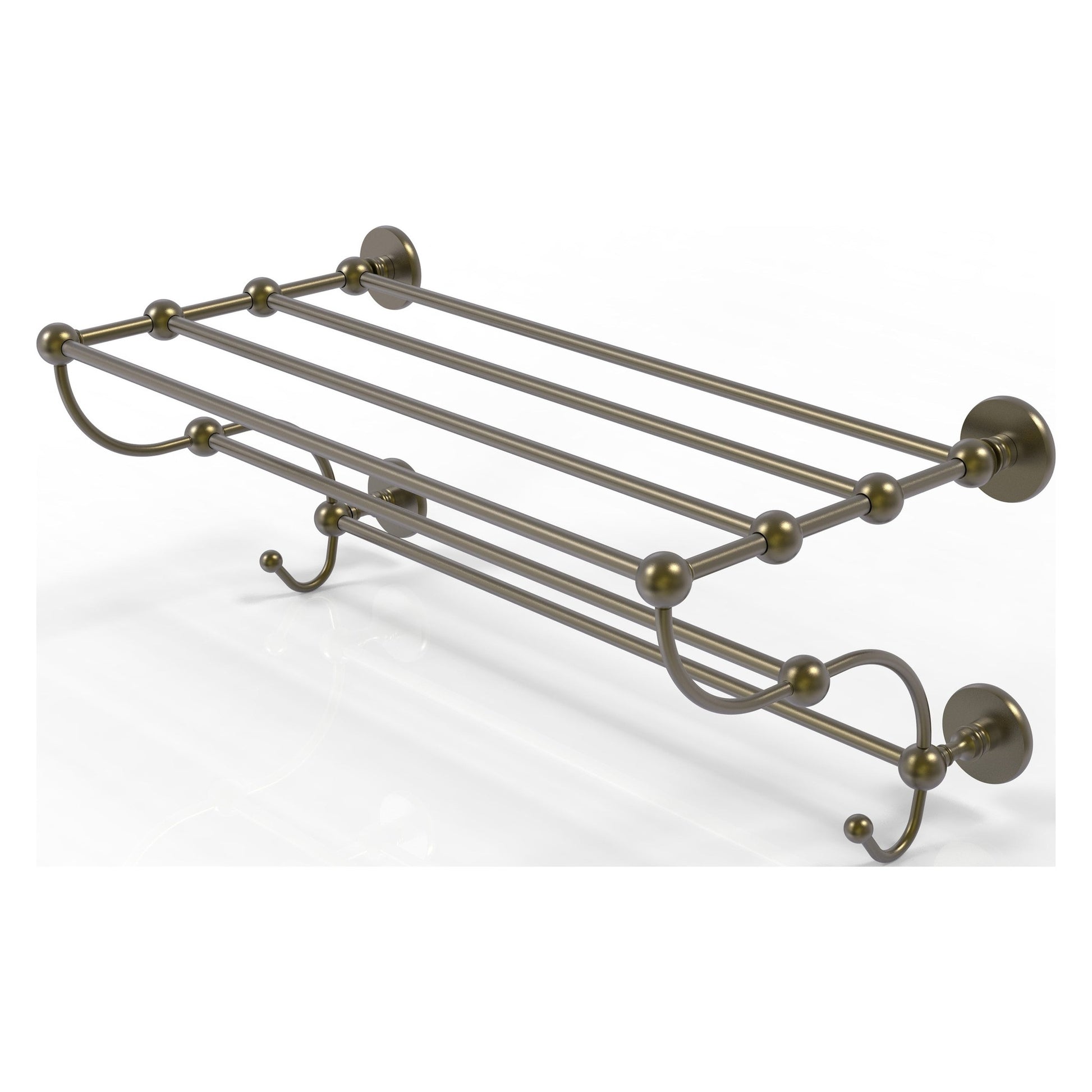 Allied Brass Prestige Skyline 36" x 14" Antique Brass Solid Brass Train Rack Towel Shelf