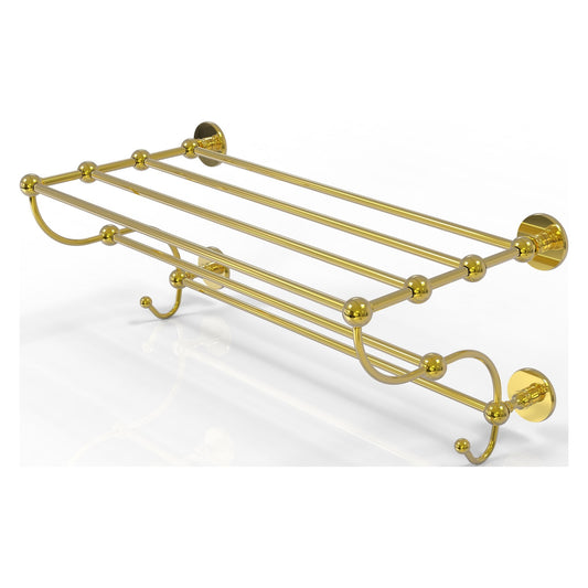 Allied Brass Prestige Skyline 36" x 14" Polished Brass Solid Brass Train Rack Towel Shelf