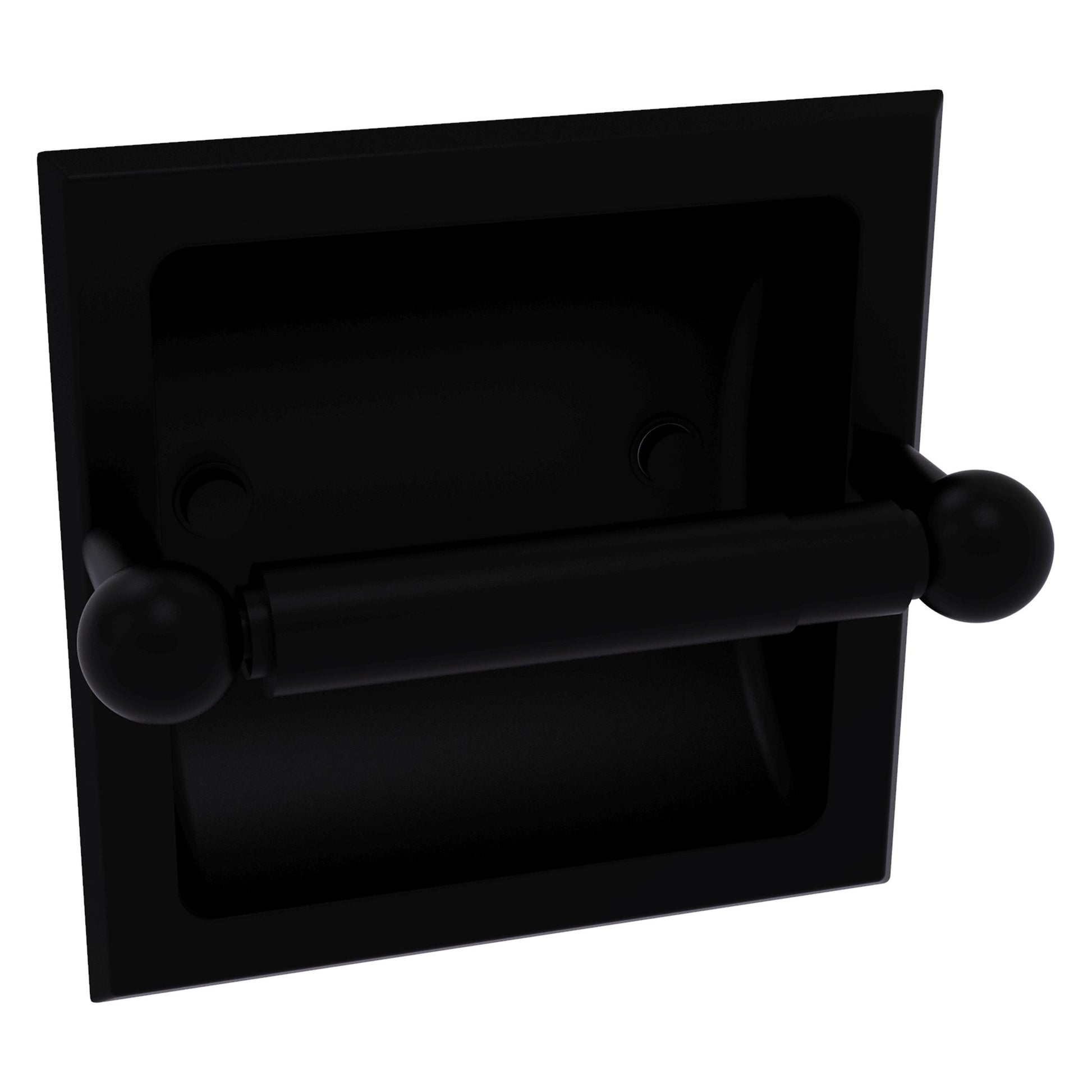 Allied Brass Prestige Skyline 6.37" x 6.1" Matte Black Solid Brass Recessed Toilet Paper Holder