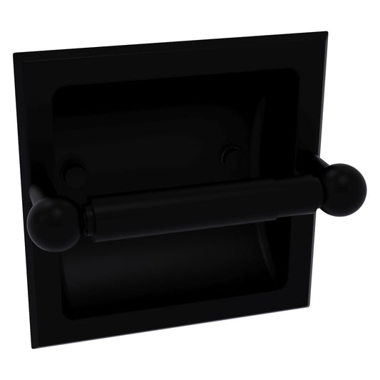 Allied Brass Prestige Skyline 6.37" x 6.1" Matte Black Solid Brass Recessed Toilet Paper Holder
