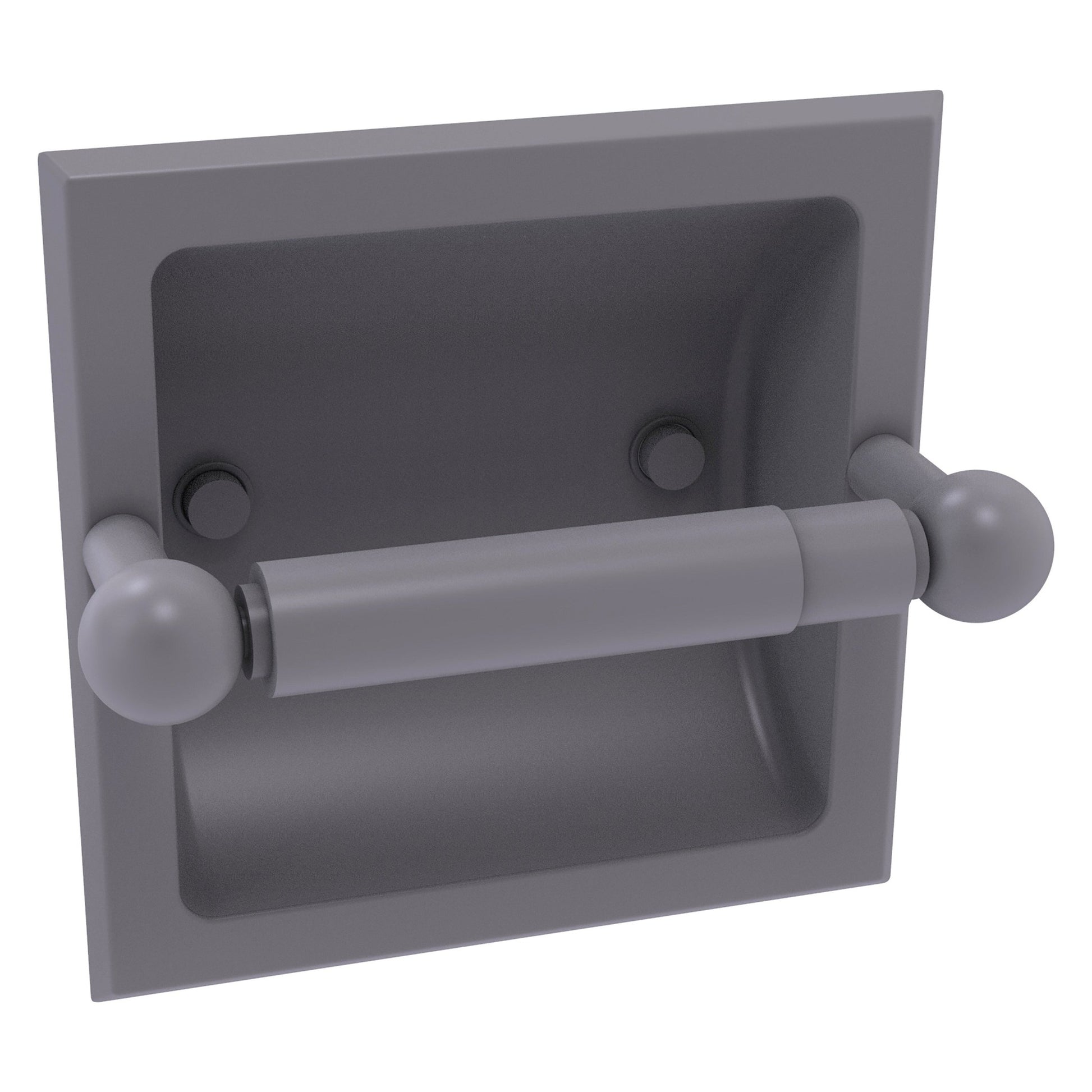 Allied Brass Prestige Skyline 6.37" x 6.1" Matte Gray Solid Brass Recessed Toilet Paper Holder