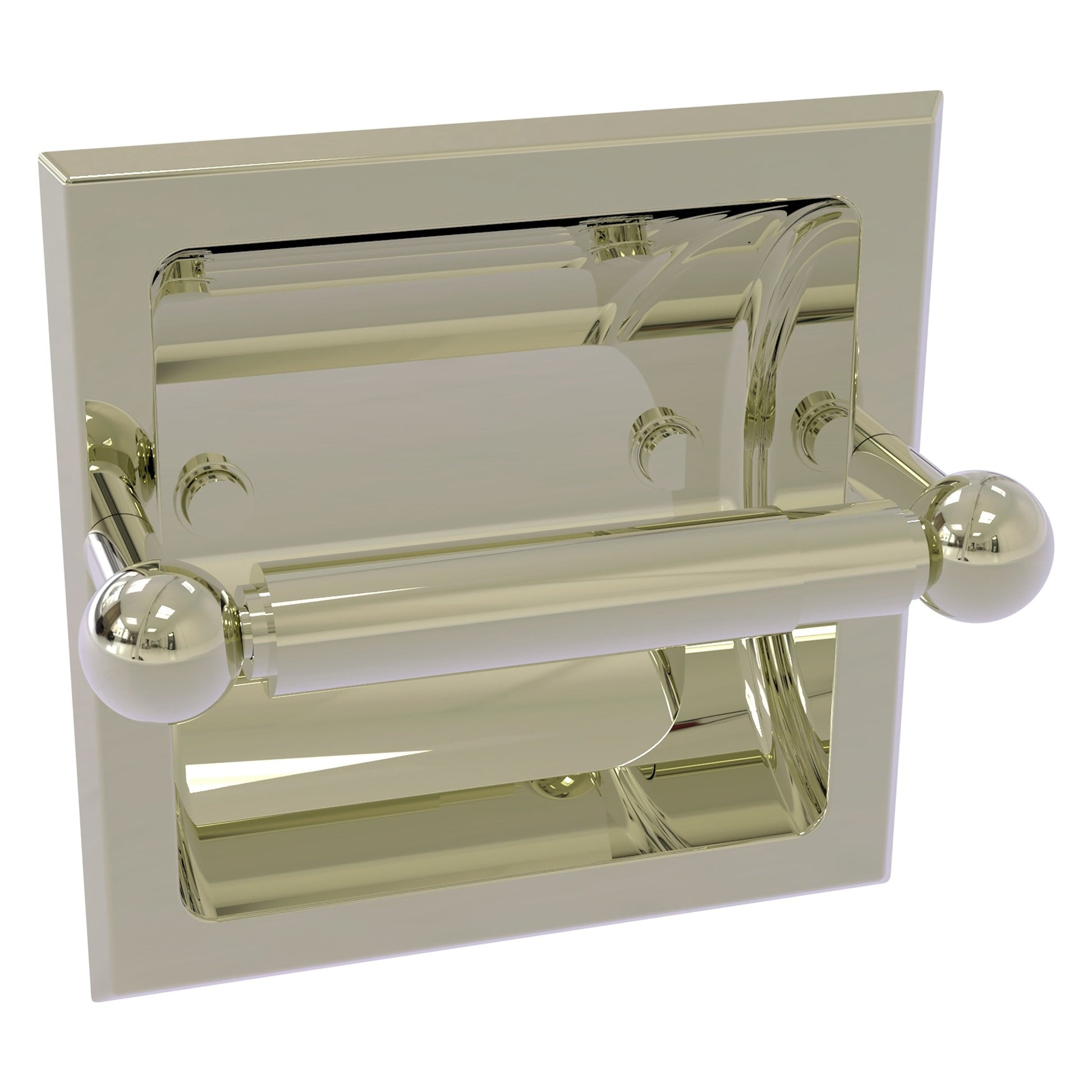 Allied Brass Prestige Skyline 6.37" x 6.1" Polished Nickel Solid Brass Recessed Toilet Paper Holder