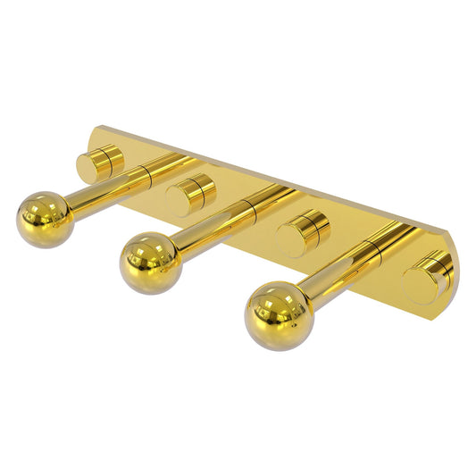 Allied Brass Prestige Skyline 8" x 3" Polished Brass Solid Brass 3-Position Robe Hook