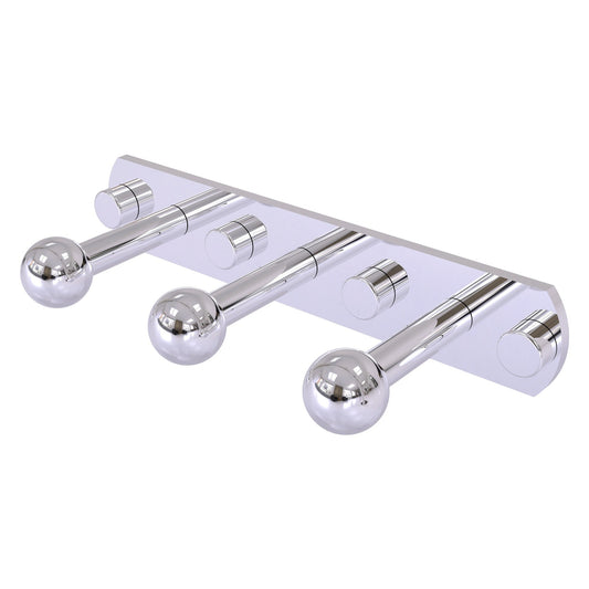 Allied Brass Prestige Skyline 8" x 3" Polished Chrome Solid Brass 3-Position Robe Hook