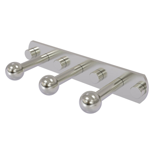 Allied Brass Prestige Skyline 8" x 3" Satin Nickel Solid Brass 3-Position Robe Hook