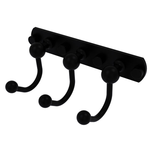 Allied Brass Prestige Skyline 8" x 4" Matte Black Solid Brass 3 Positions Multi Hook