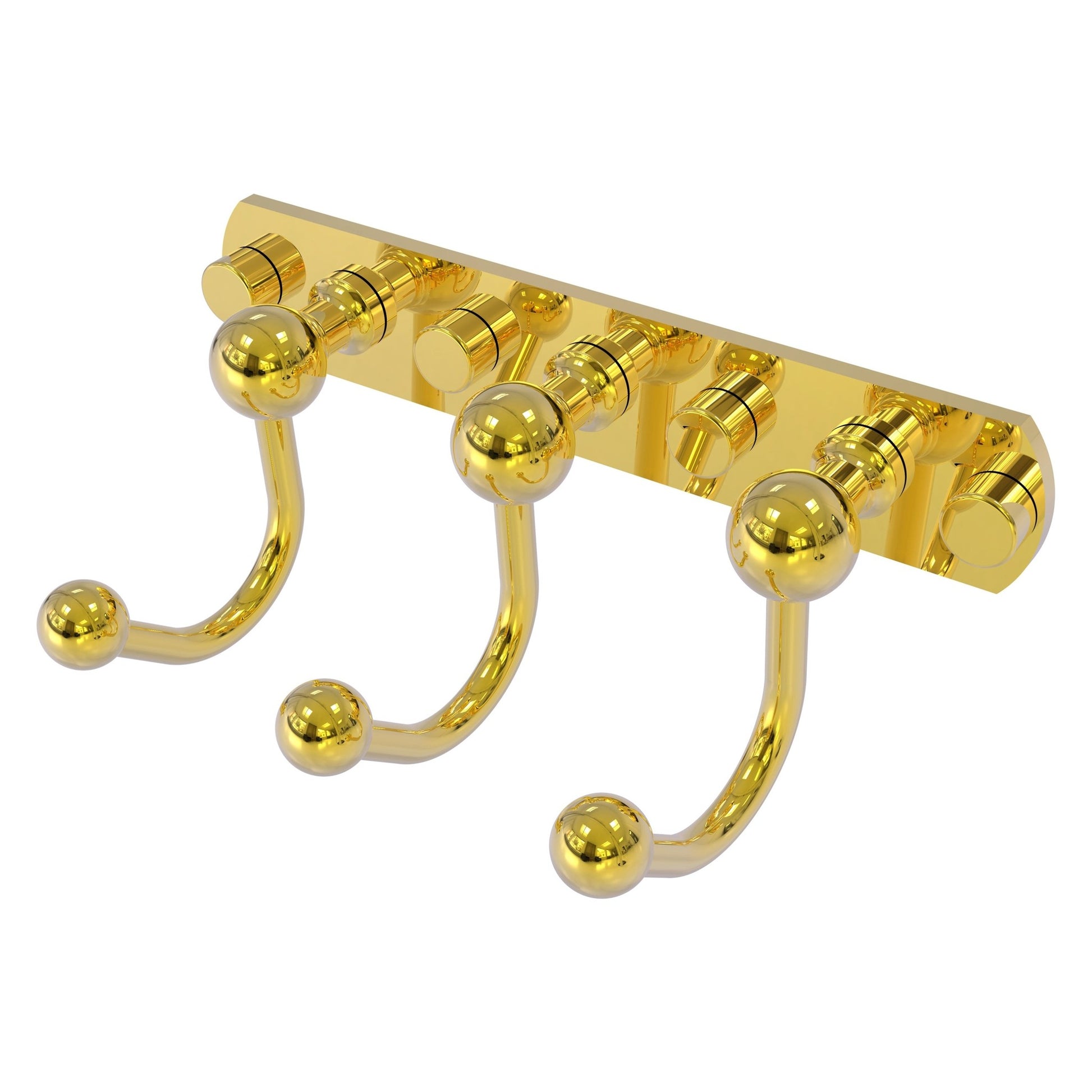 Allied Brass Prestige Skyline 8" x 4" Polished Brass Solid Brass 3 Positions Multi Hook
