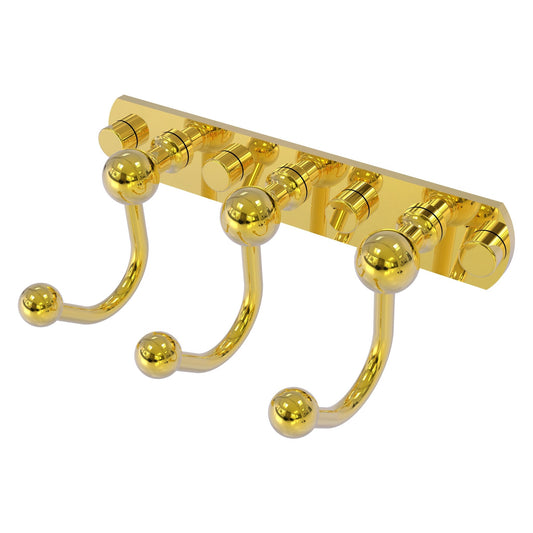 Allied Brass Prestige Skyline 8" x 4" Polished Brass Solid Brass 3 Positions Multi Hook