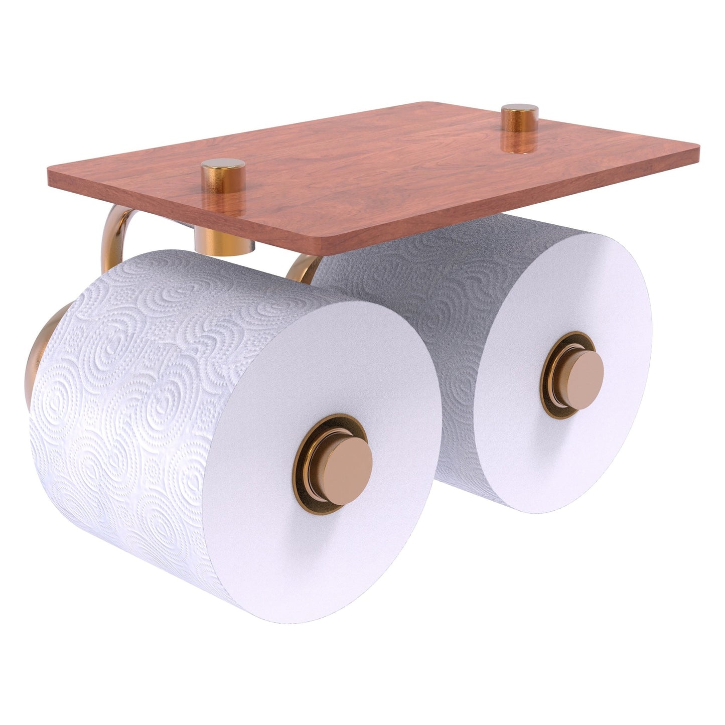 Allied Brass Prestige Skyline 8.5" x 7.15" Brushed Bronze Solid Brass 2-Roll Toilet Paper Holder With Wood Shelf
