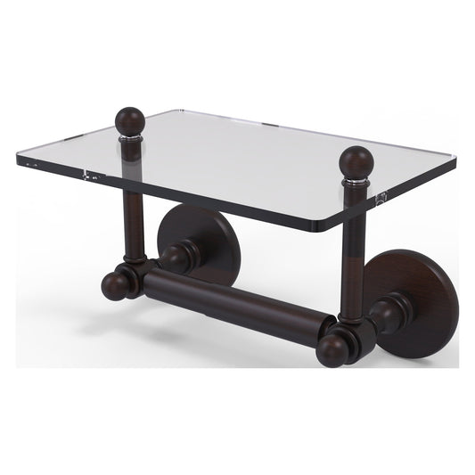 Allied Brass Prestige Skyline 9.3" x 6" Venetian Bronze Solid Brass Two-Post Toilet Tissue Holder With Glass Shelf
