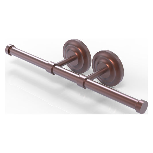 Allied Brass Que New 14.9" x 3.6" Antique Copper Solid Brass Double Roll Toilet Tissue Holder