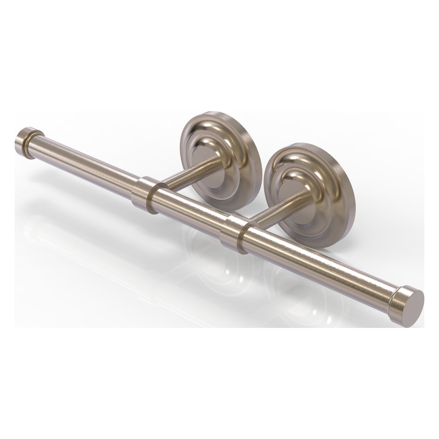 Allied Brass Que New 14.9" x 3.6" Antique Pewter Solid Brass Double Roll Toilet Tissue Holder