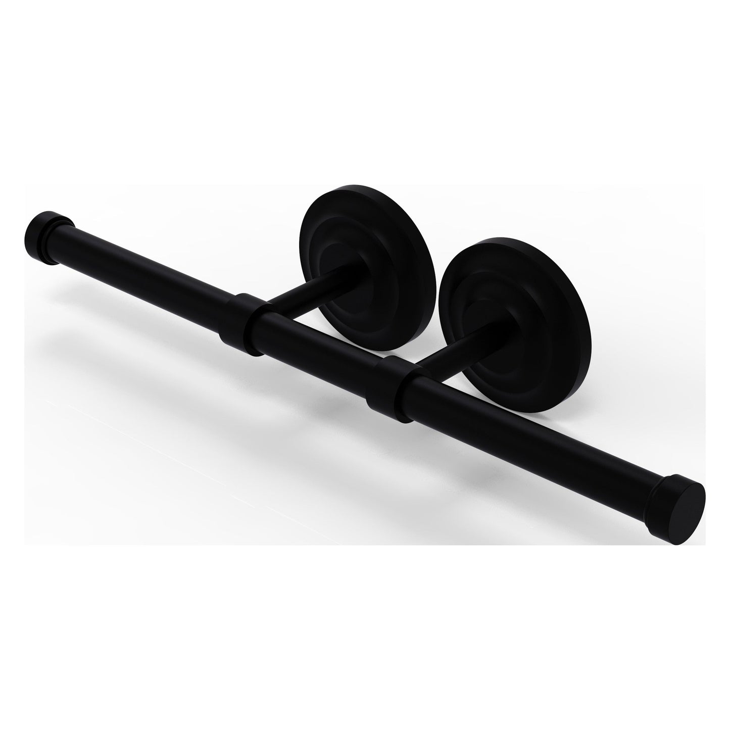 Allied Brass Que New 14.9" x 3.6" Matte Black Solid Brass Double Roll Toilet Tissue Holder