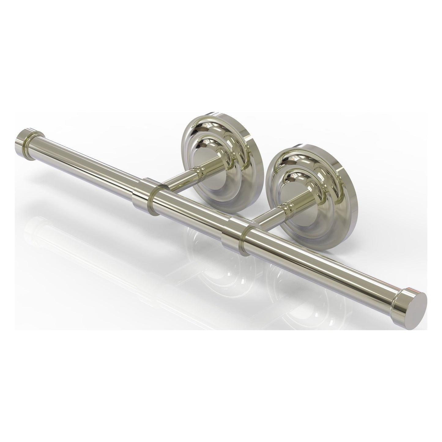 Allied Brass Que New 14.9" x 3.6" Polished Nickel Solid Brass Double Roll Toilet Tissue Holder