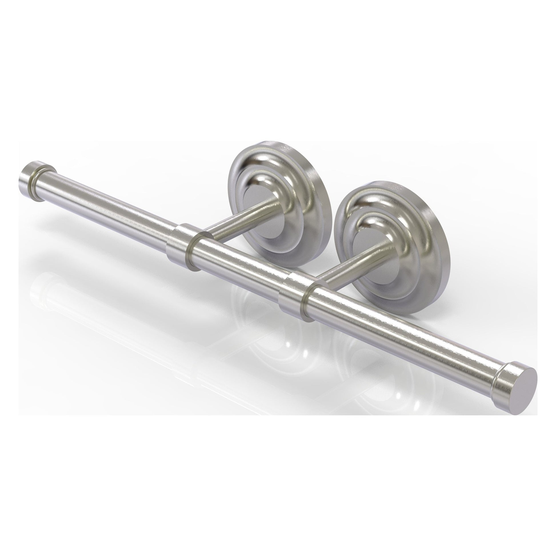 Allied Brass Que New 14.9" x 3.6" Satin Nickel Solid Brass Double Roll Toilet Tissue Holder