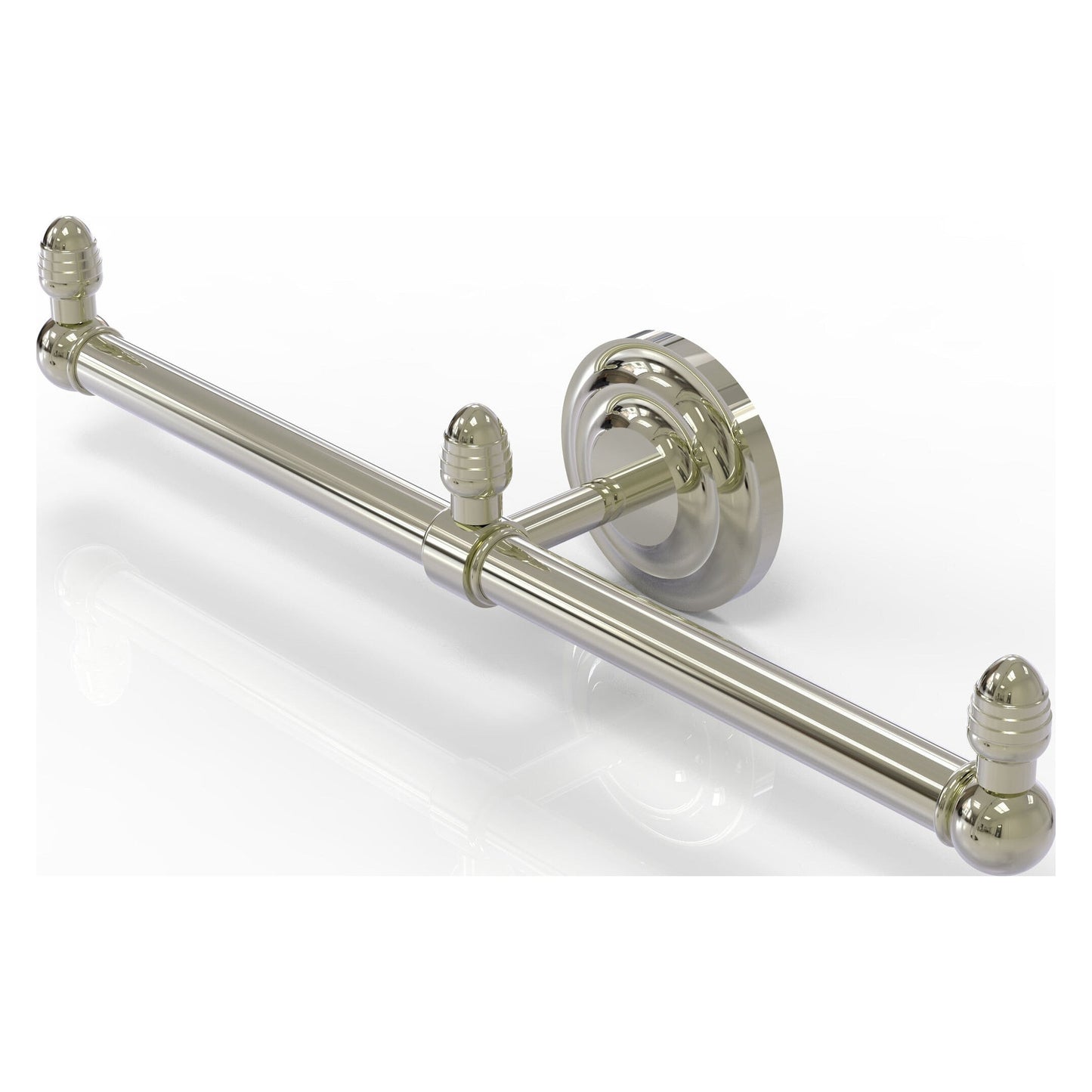 Allied Brass Que New 15.5" x 3.5" Polished Nickel Solid Brass 2-Arm Guest Towel Holder