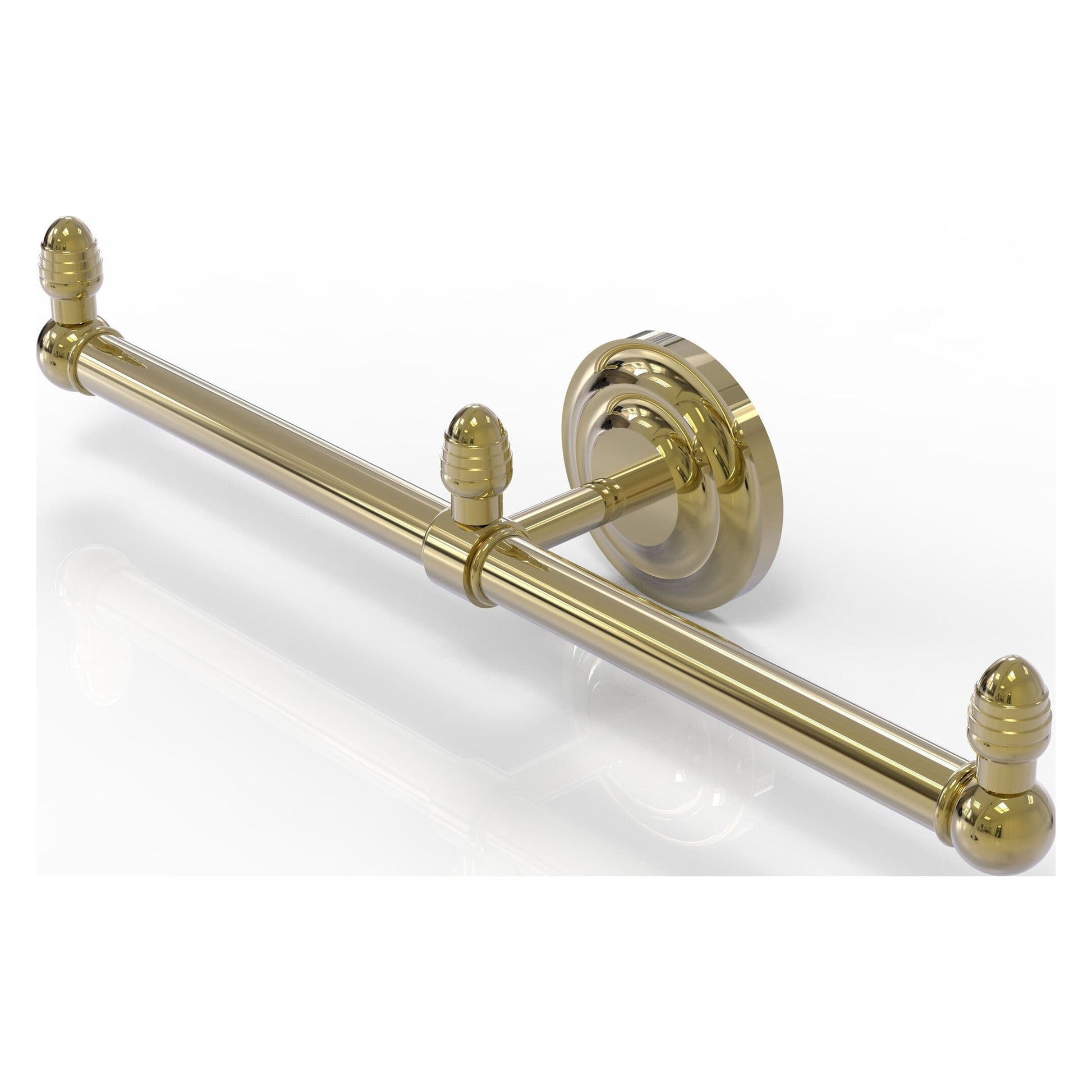 Allied Brass Que New 15.5" x 3.5" Unlacquered Brass Solid Brass 2-Arm Guest Towel Holder