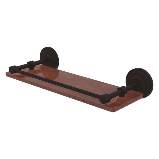 Allied Brass Que New 16" x 5" Oil Rubbed Bronze Solid Brass 16-Inch Solid IPE Ironwood Shelf With Gallery Rail