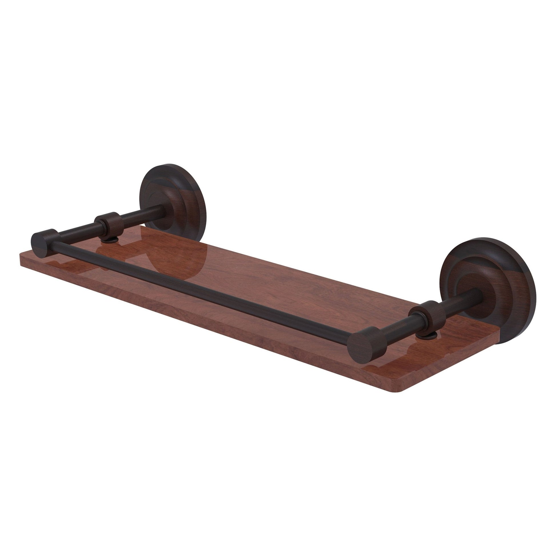 Allied Brass Que New 16" x 5" Venetian Bronze Solid Brass 16-Inch Solid IPE Ironwood Shelf With Gallery Rail