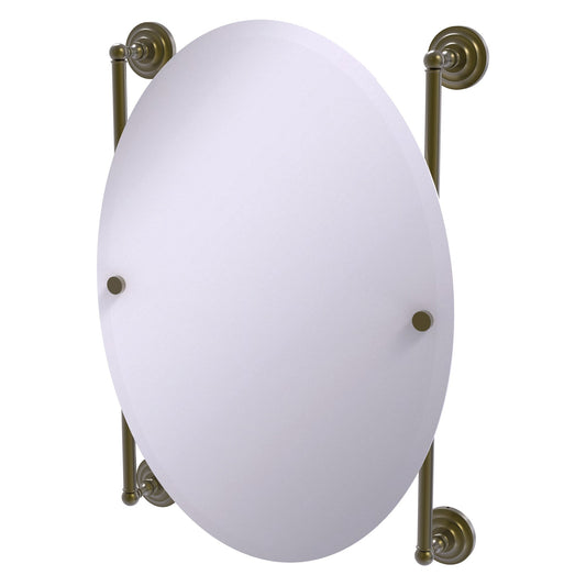 Allied Brass Que New 21" x 3.8" Antique Brass Solid Brass Oval Frameless Rail Mounted Mirror