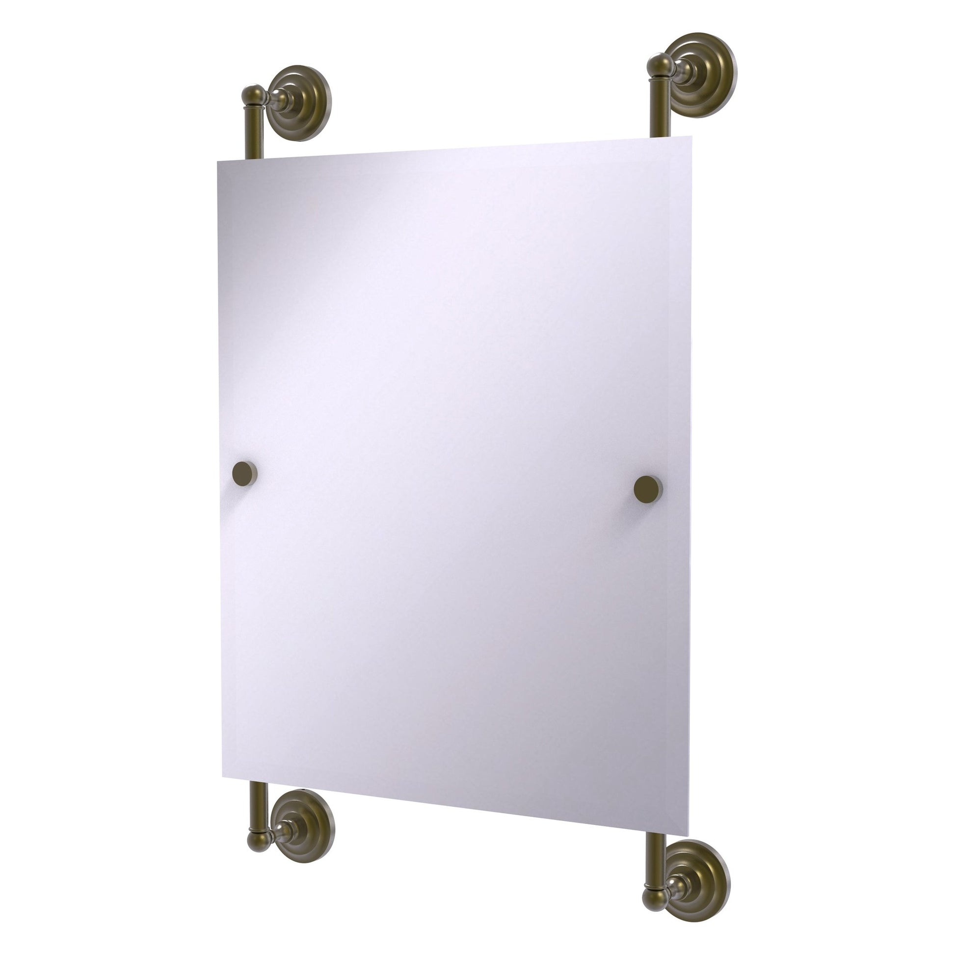 Allied Brass Que New 21" x 3.8" Antique Brass Solid Brass Rectangular Frameless Rail Mounted Mirror