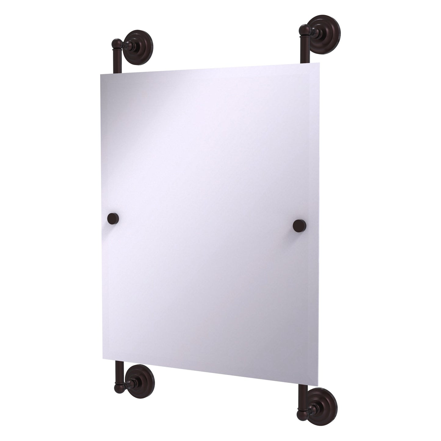 Allied Brass Que New 21" x 3.8" Antique Bronze Solid Brass Rectangular Frameless Rail Mounted Mirror