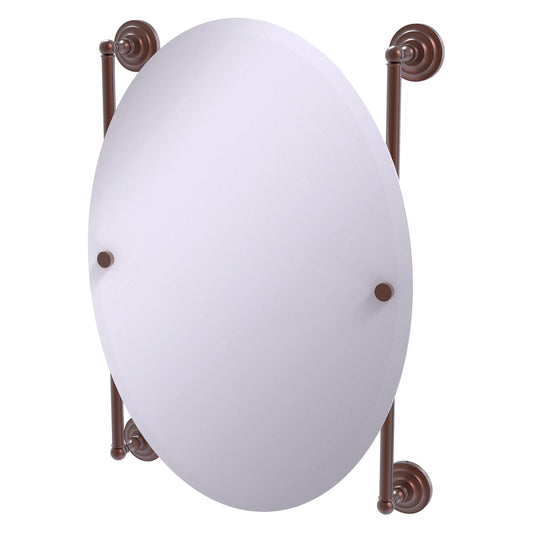 Allied Brass Que New 21" x 3.8" Antique Copper Solid Brass Oval Frameless Rail Mounted Mirror
