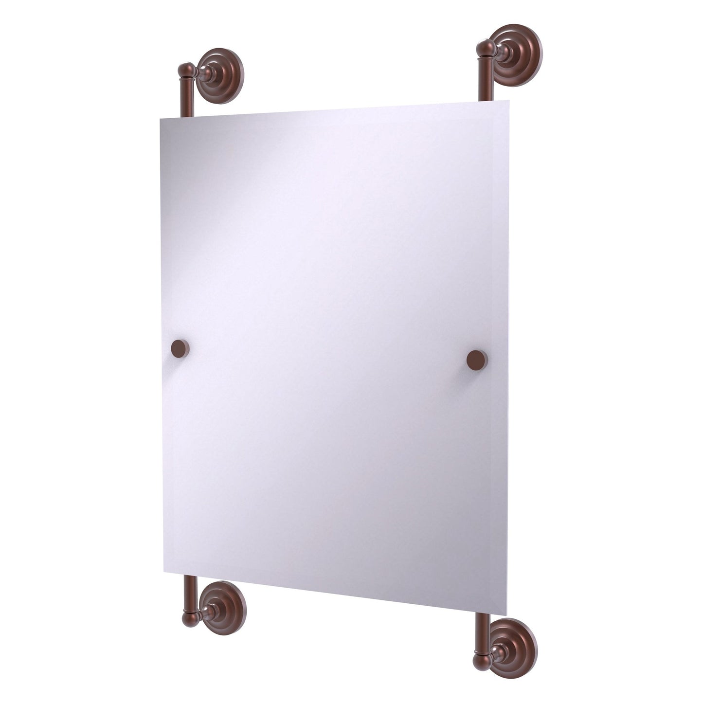 Allied Brass Que New 21" x 3.8" Antique Copper Solid Brass Rectangular Frameless Rail Mounted Mirror