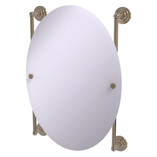 Allied Brass Que New 21" x 3.8" Antique Pewter Solid Brass Oval Frameless Rail Mounted Mirror