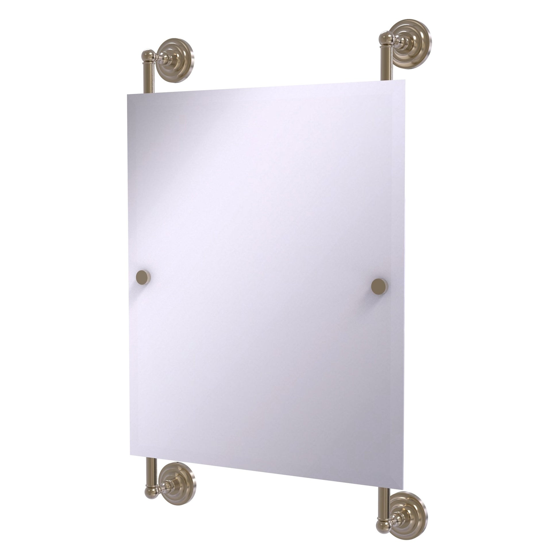 Allied Brass Que New 21" x 3.8" Antique Pewter Solid Brass Rectangular Frameless Rail Mounted Mirror