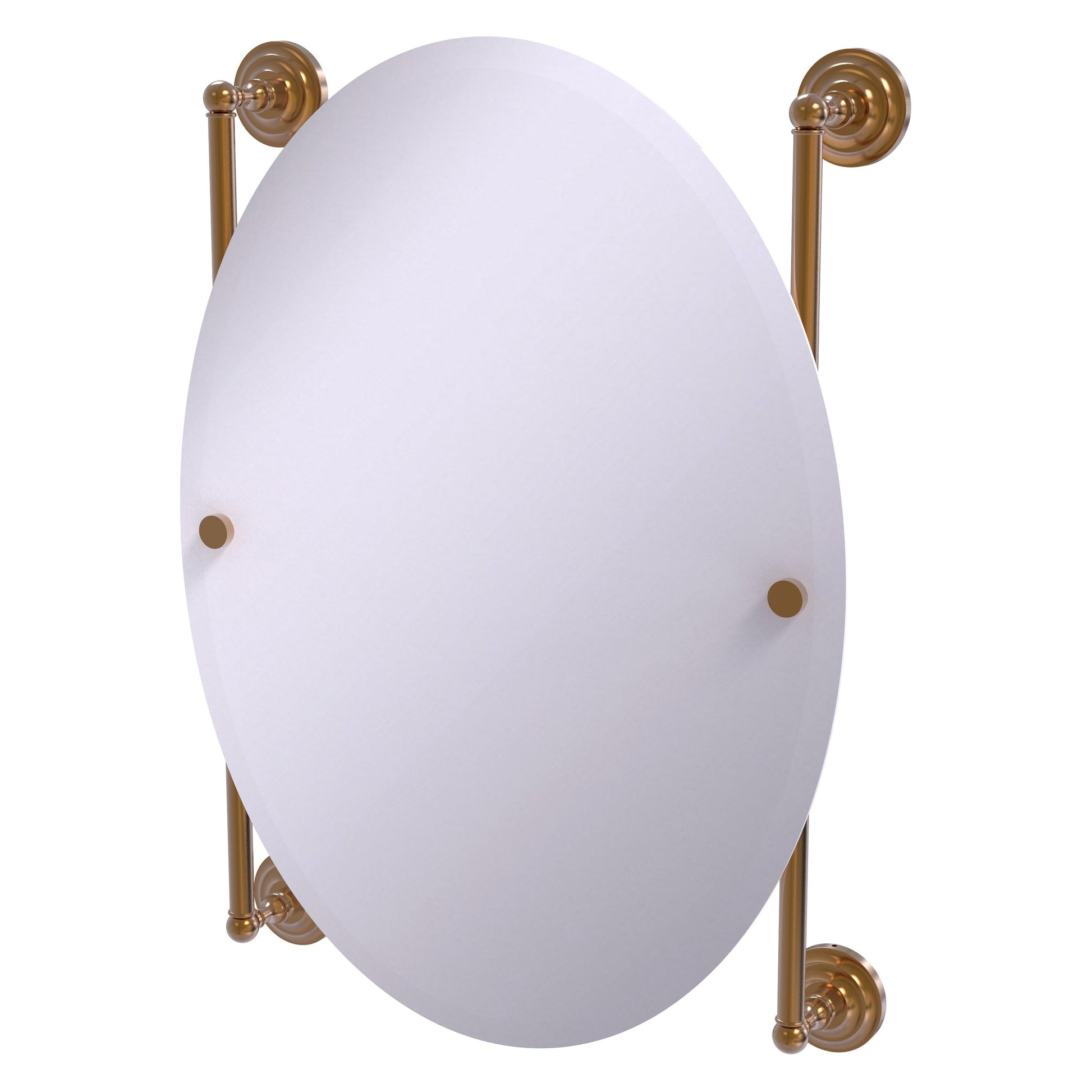 Allied Brass Que New 21" x 3.8" Brushed Bronze Solid Brass Oval Frameless Rail Mounted Mirror