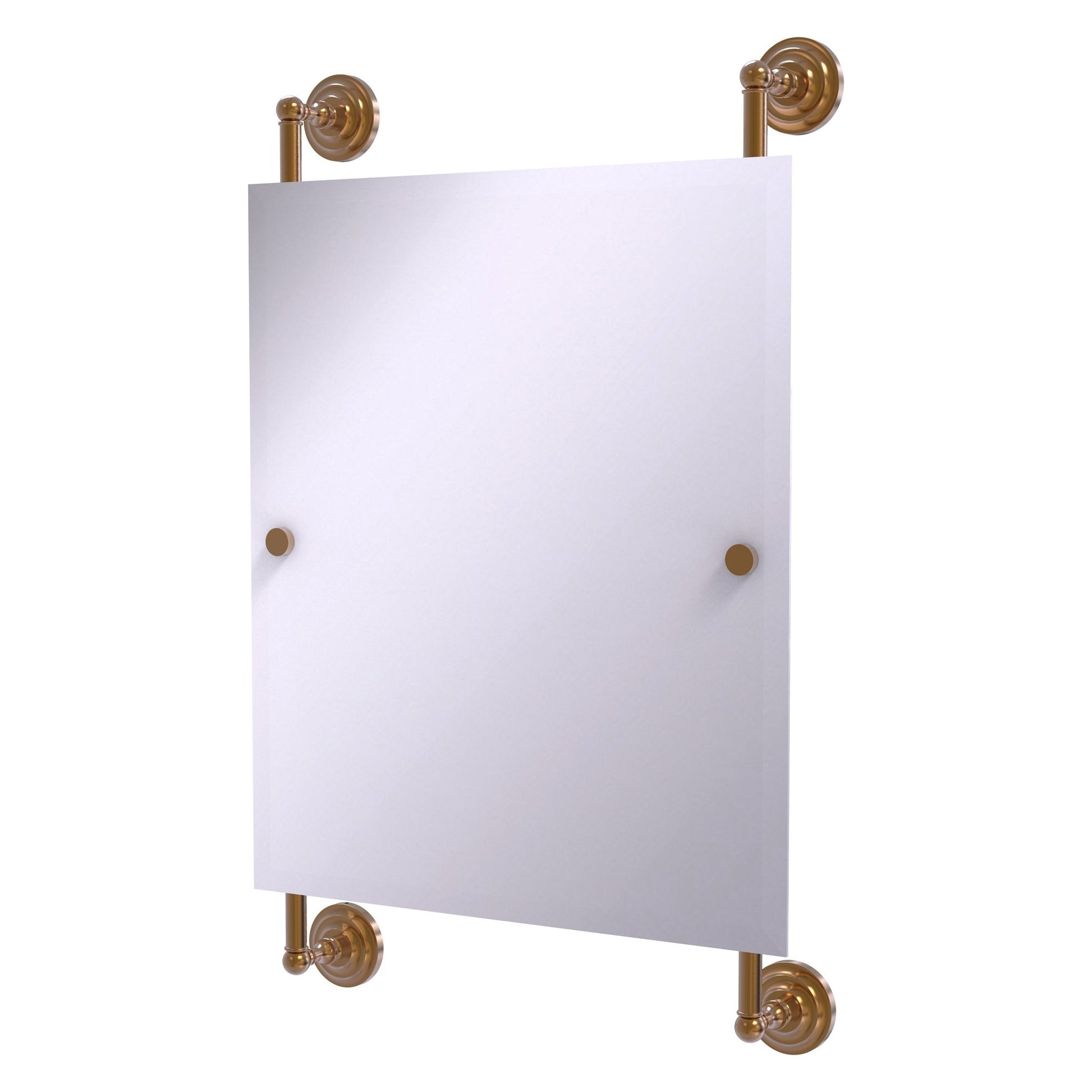 Allied Brass Que New 21" x 3.8" Brushed Bronze Solid Brass Rectangular Frameless Rail Mounted Mirror