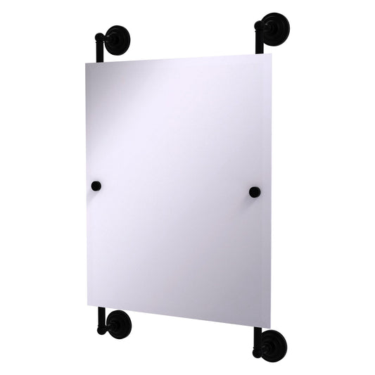 Allied Brass Que New 21" x 3.8" Matte Black Solid Brass Rectangular Frameless Rail Mounted Mirror