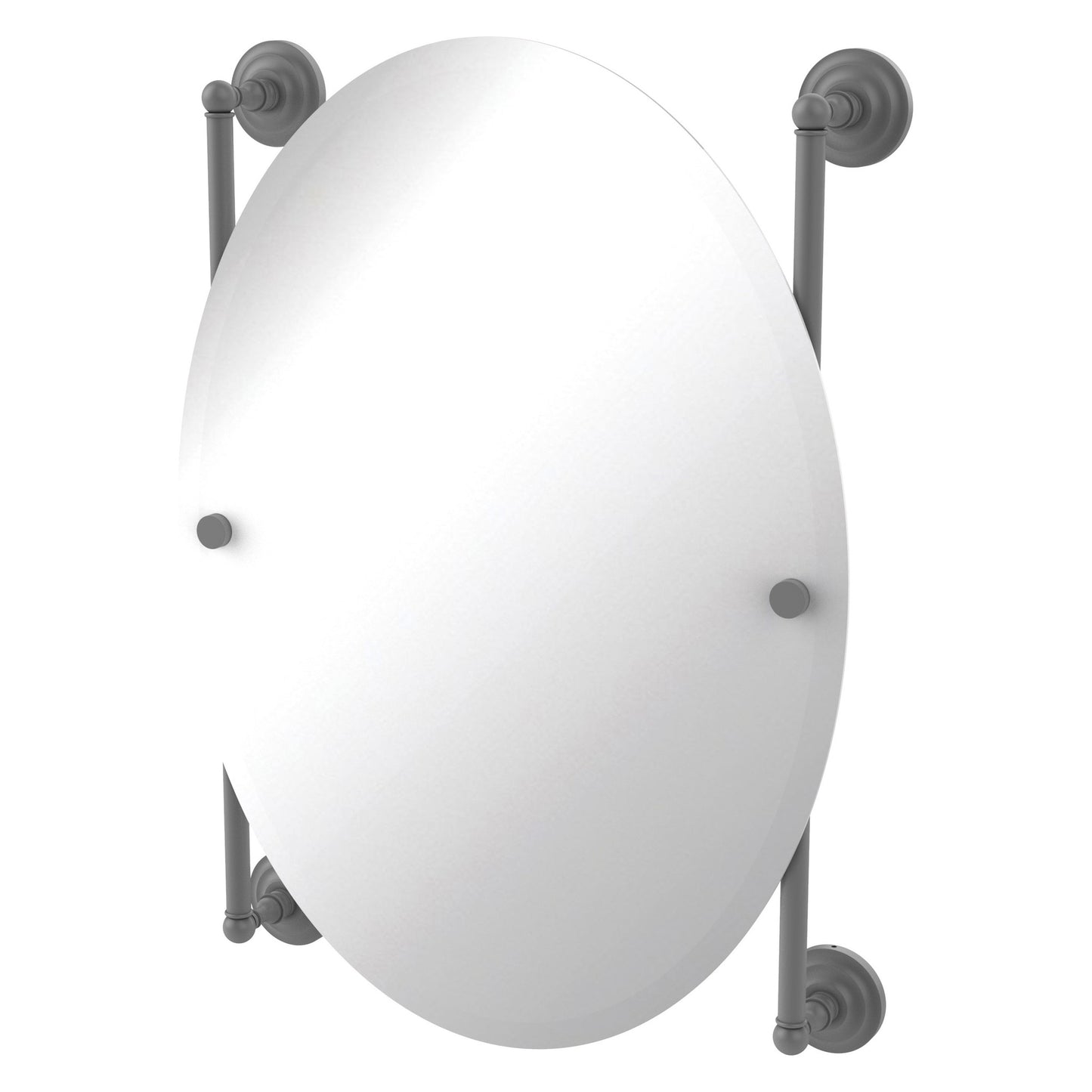 Allied Brass Que New 21" x 3.8" Matte Gray Solid Brass Oval Frameless Rail Mounted Mirror