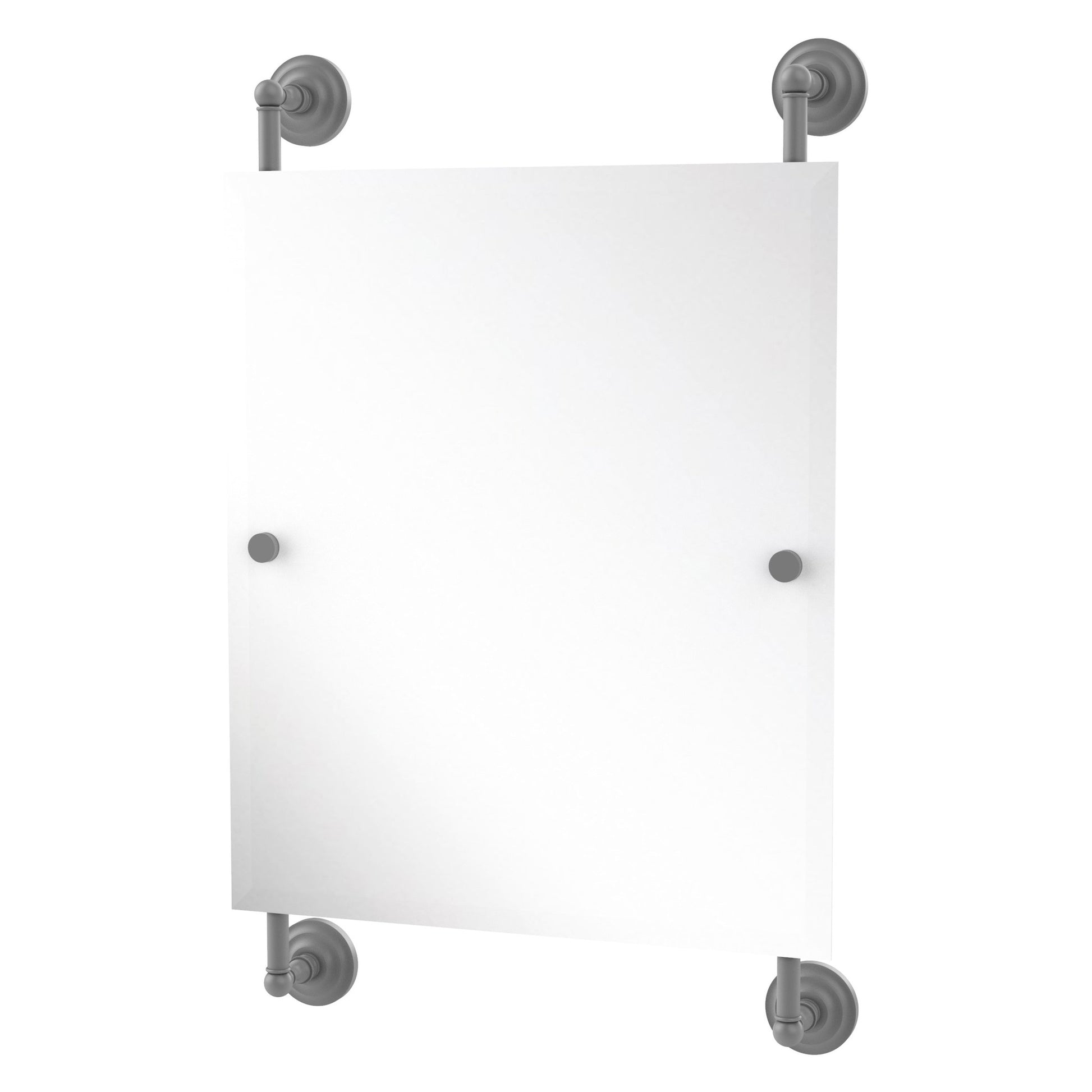 Allied Brass Que New 21" x 3.8" Matte Gray Solid Brass Rectangular Frameless Rail Mounted Mirror