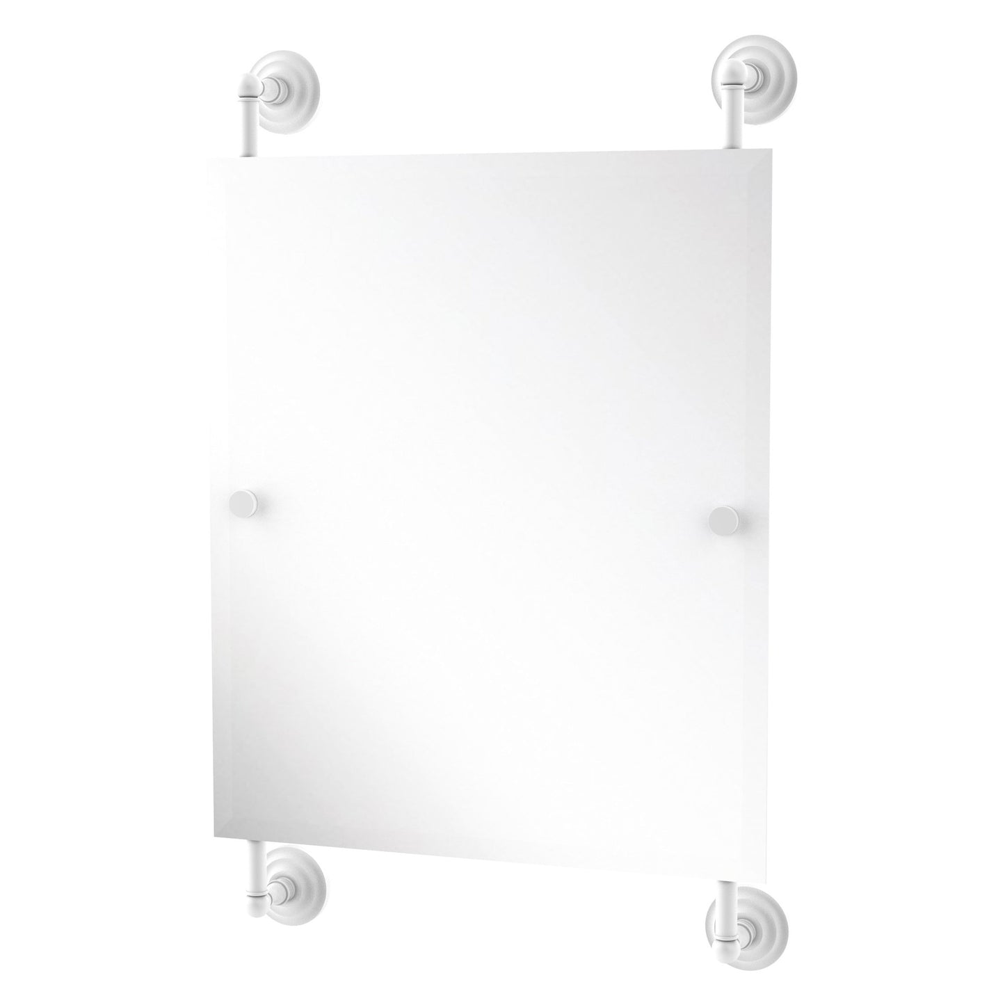 Allied Brass Que New 21" x 3.8" Matte White Solid Brass Rectangular Frameless Rail Mounted Mirror