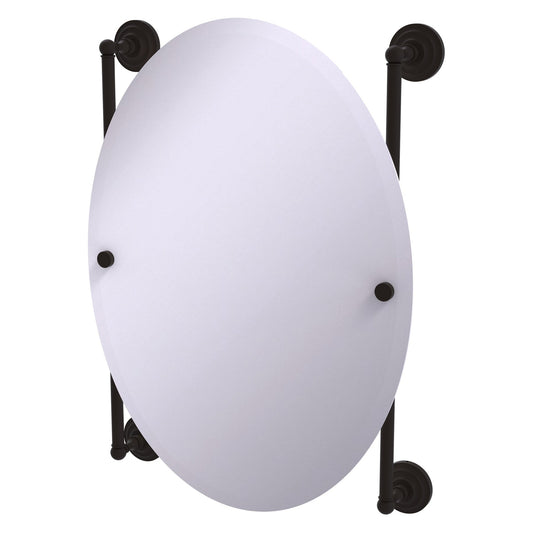 Allied Brass Que New 21" x 3.8" Oil Rubbed Bronze Solid Brass Oval Frameless Rail Mounted Mirror