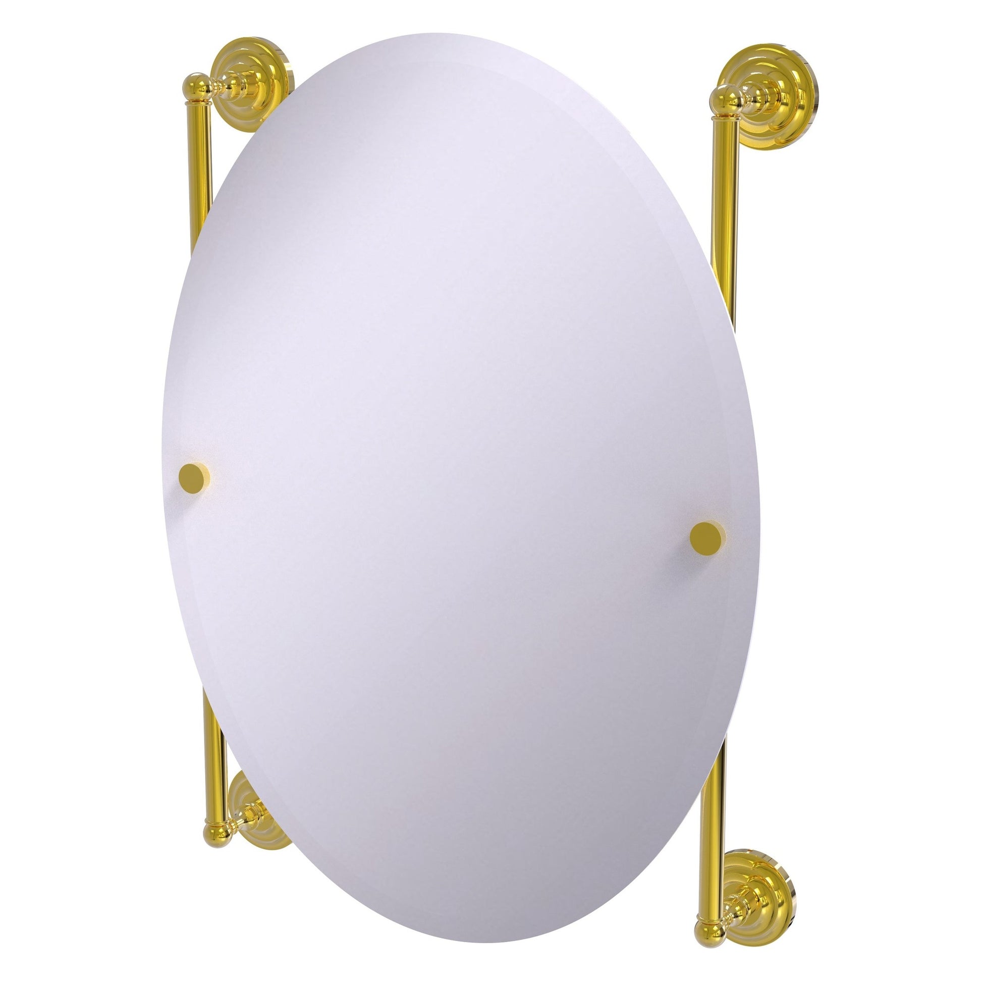 Allied Brass Que New 21" x 3.8" Polished Brass Solid Brass Oval Frameless Rail Mounted Mirror