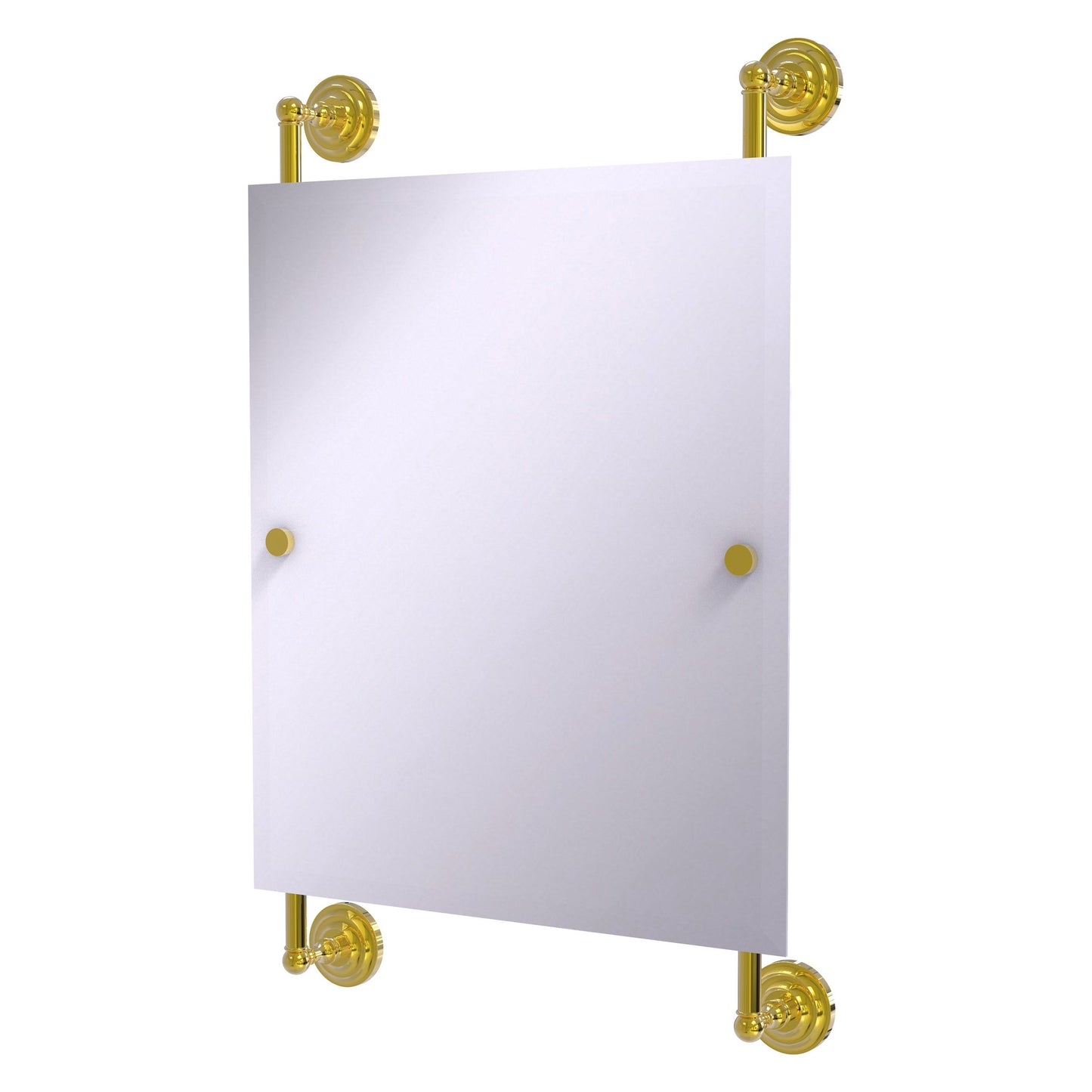 Allied Brass Que New 21" x 3.8" Polished Brass Solid Brass Rectangular Frameless Rail Mounted Mirror