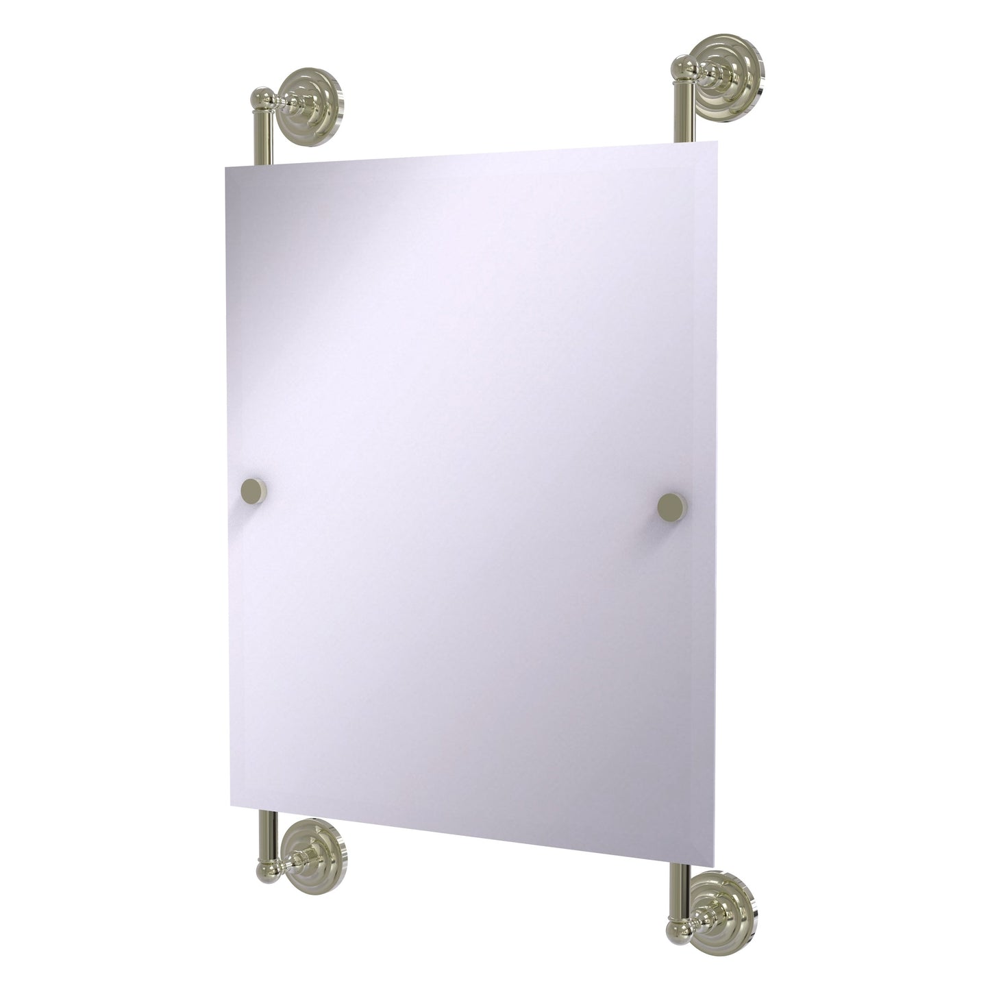 Allied Brass Que New 21" x 3.8" Polished Nickel Solid Brass Rectangular Frameless Rail Mounted Mirror