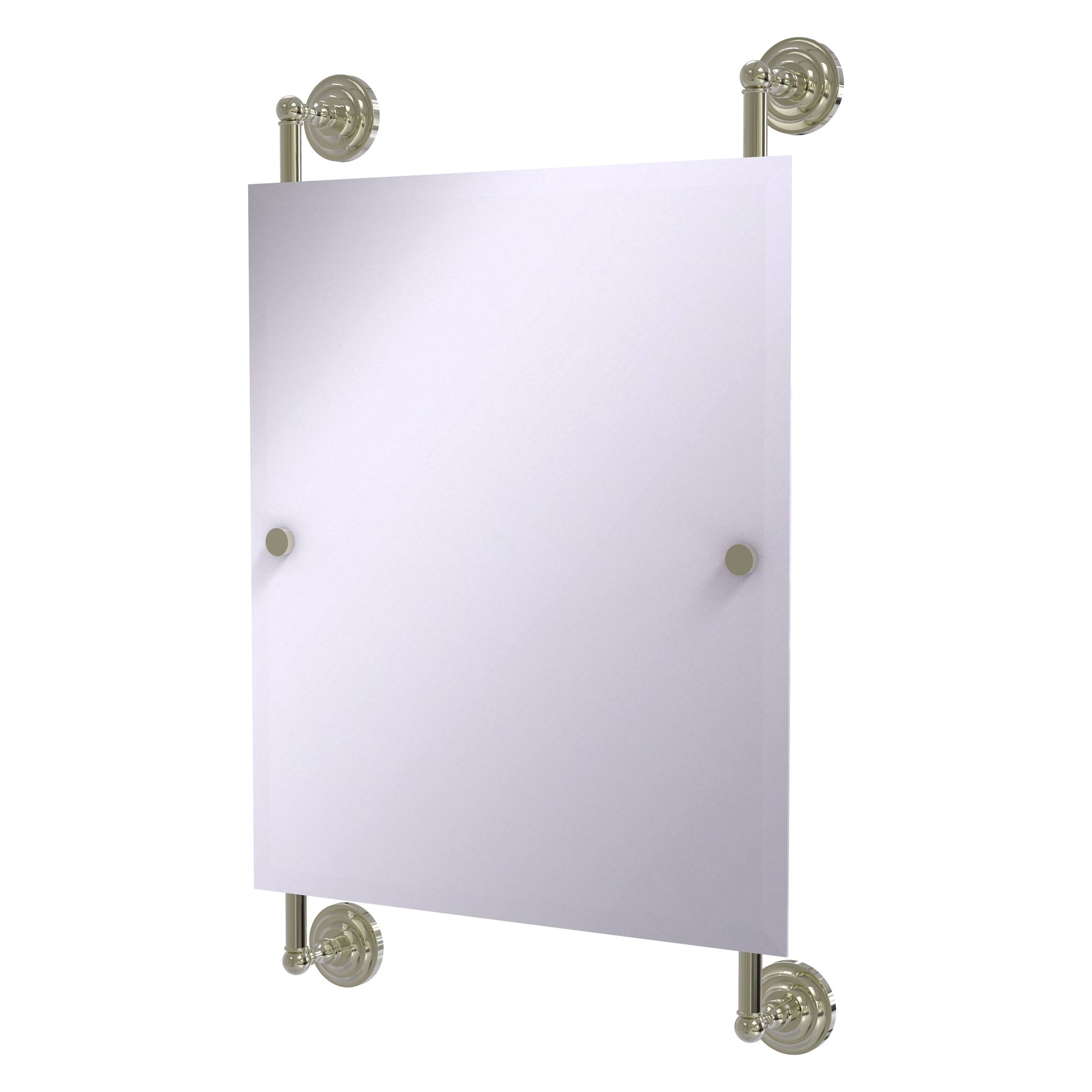 Allied Brass Que New 21" x 3.8" Polished Nickel Solid Brass Rectangular Frameless Rail Mounted Mirror