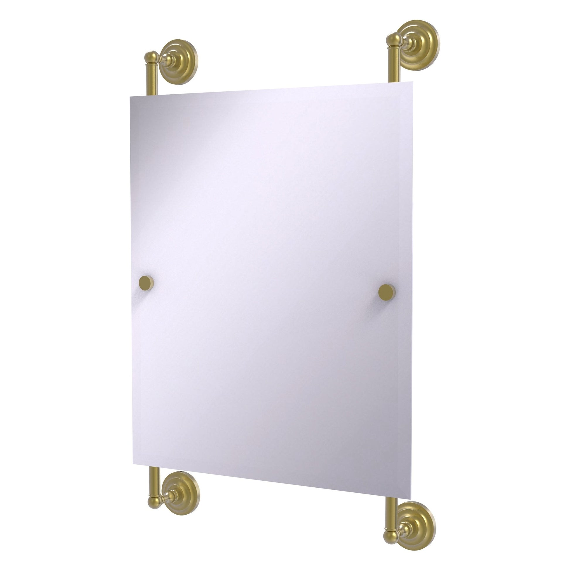 Allied Brass Que New 21" x 3.8" Satin Brass Solid Brass Rectangular Frameless Rail Mounted Mirror