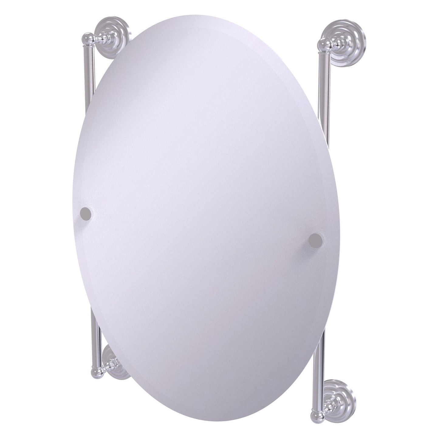 Allied Brass Que New 21" x 3.8" Satin Chrome Solid Brass Oval Frameless Rail Mounted Mirror