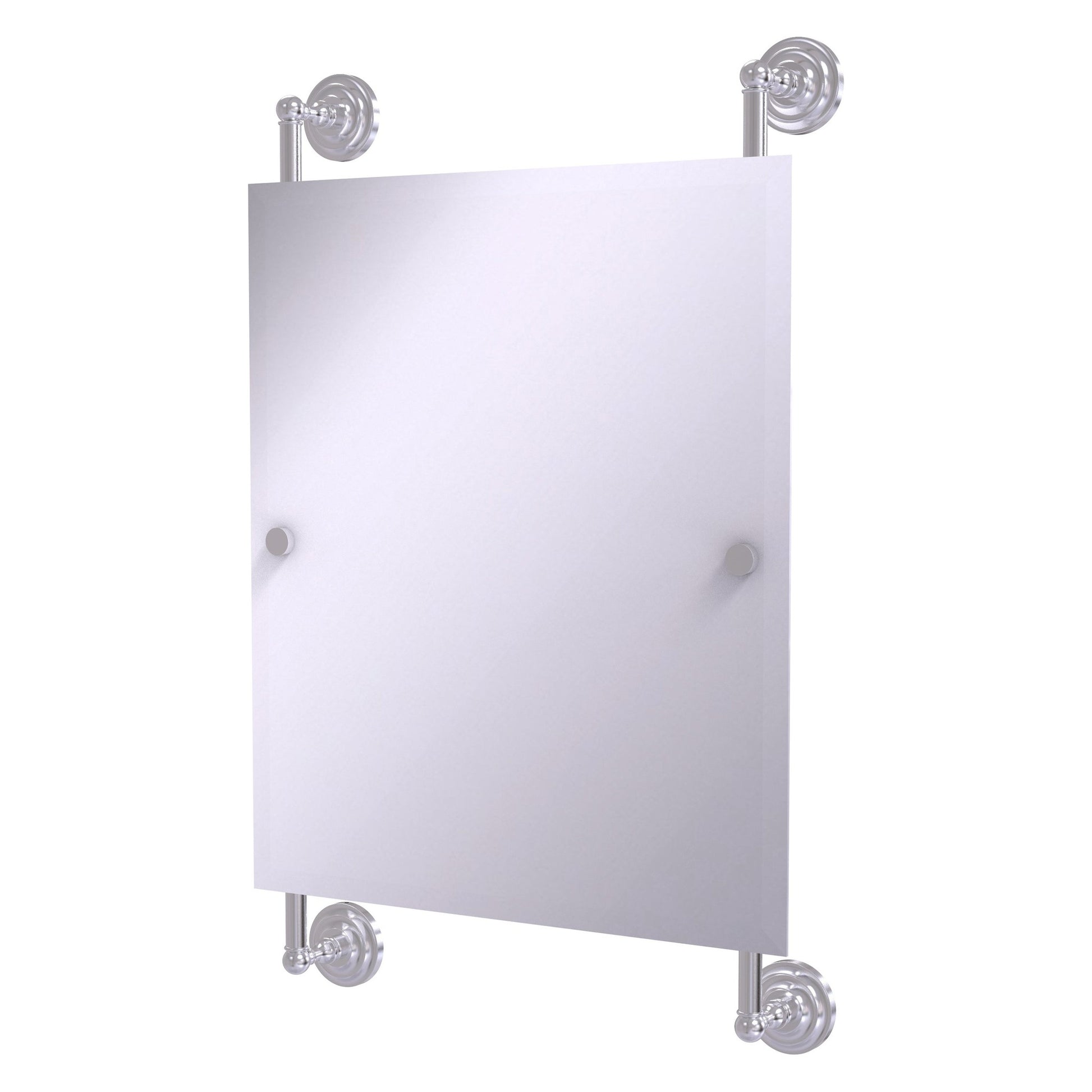 Allied Brass Que New 21" x 3.8" Satin Chrome Solid Brass Rectangular Frameless Rail Mounted Mirror