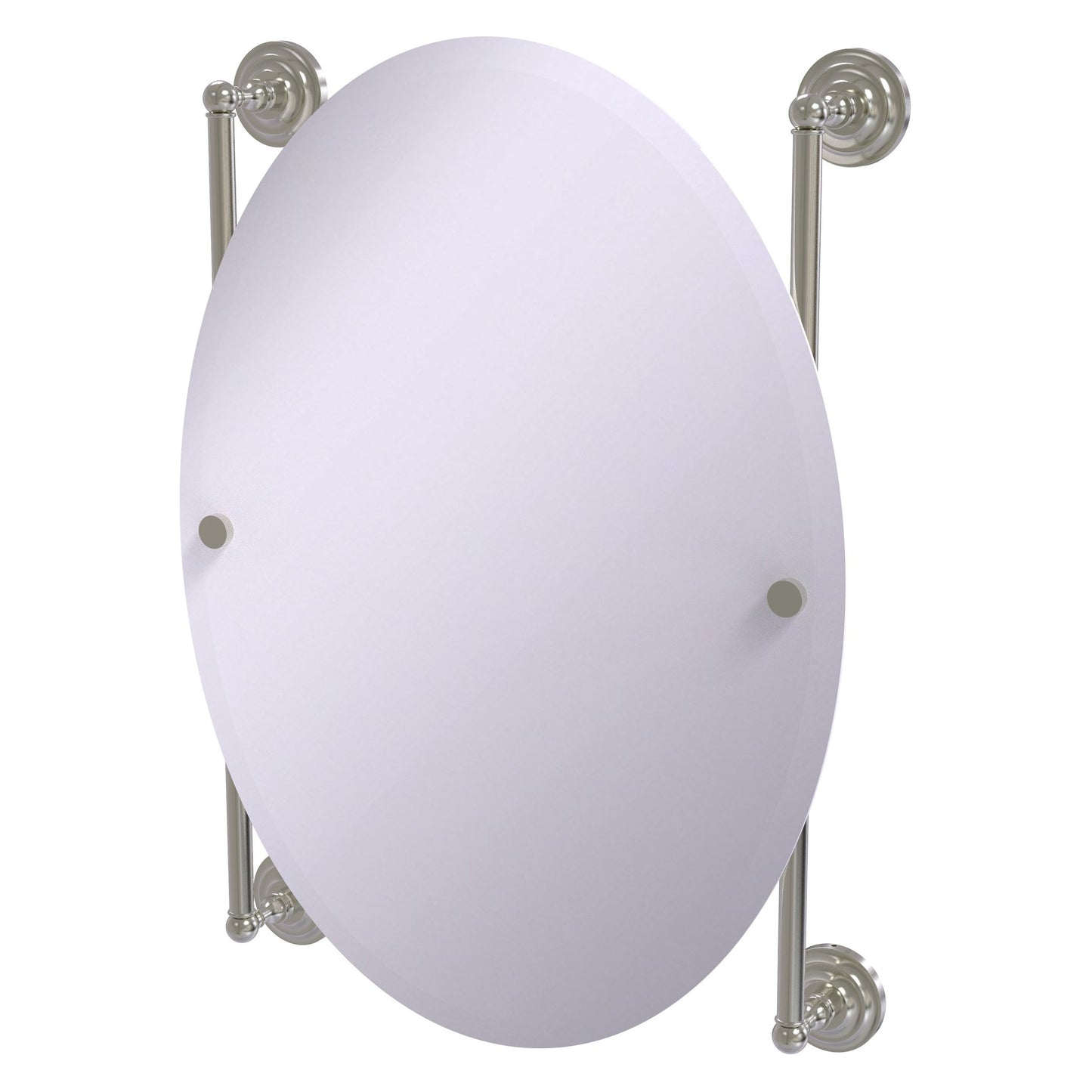 Allied Brass Que New 21" x 3.8" Satin Nickel Solid Brass Oval Frameless Rail Mounted Mirror