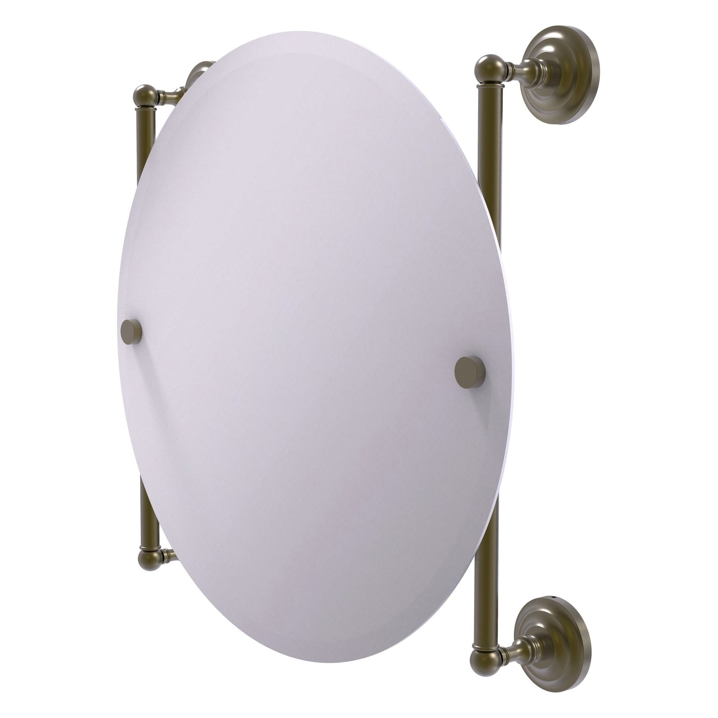 Allied Brass Que New 22" x 3.8" Antique Brass Solid Brass Round Frameless Rail Mounted Mirror